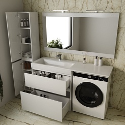 Style Line Тумба с раковиной Даллас 150 L 2 ящика под стиральную машину – фотография-14